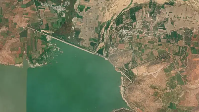 Satellite view of Chagallu Balancing Reservoir reservoir, Andhra Pradesh, India