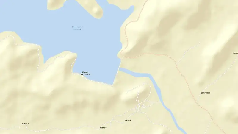 Road map of Chaskaman reservoir, IN, India