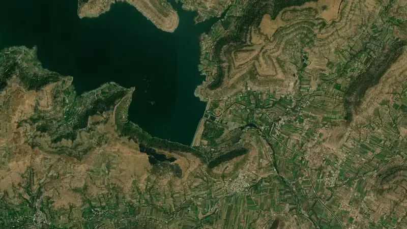 Satellite view of Chaskaman reservoir, IN, India