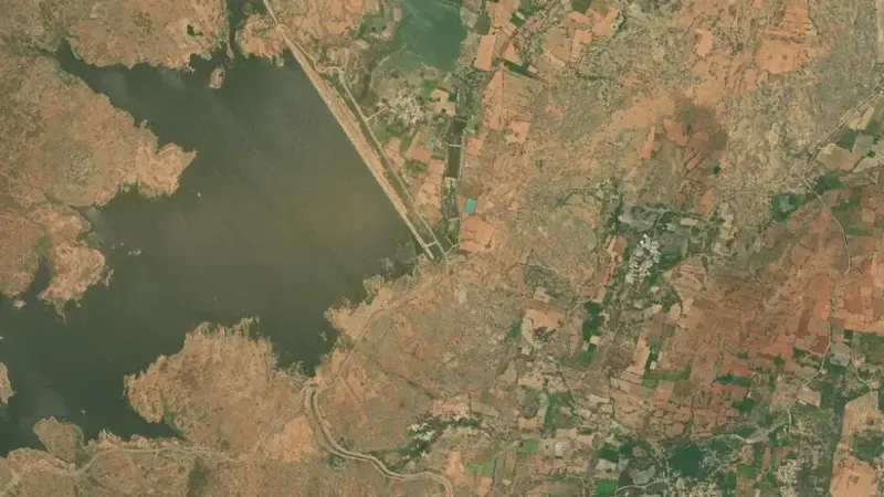 Satellite view of Cherlopalli Reservoir reservoir, Andhra Pradesh, India