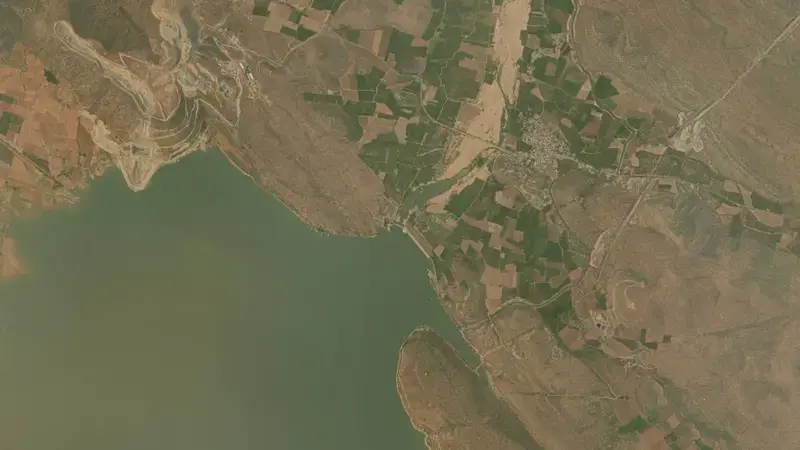 Satellite view of Chitravati Balancing Reservoir reservoir, Andhra Pradesh, India