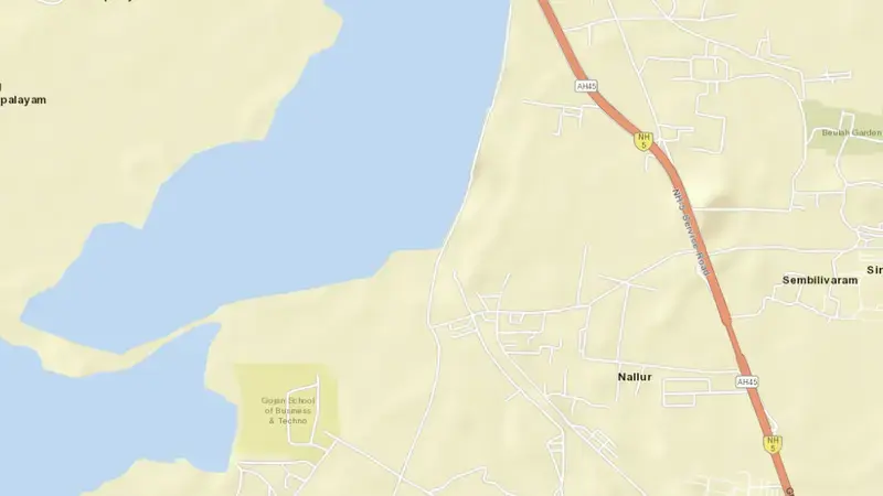 Road map of Cholavaram reservoir, Tamil Nadu, India
