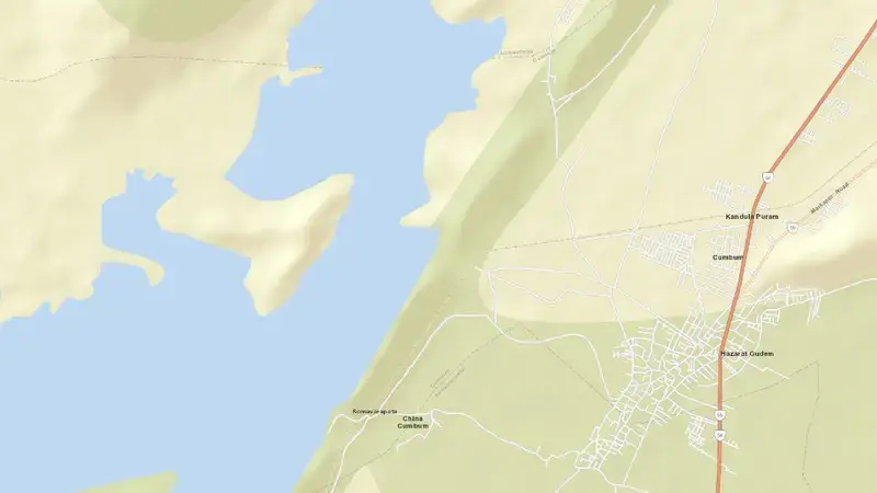 Road map of Cum Bum Tank reservoir, Andhra Pradesh, India