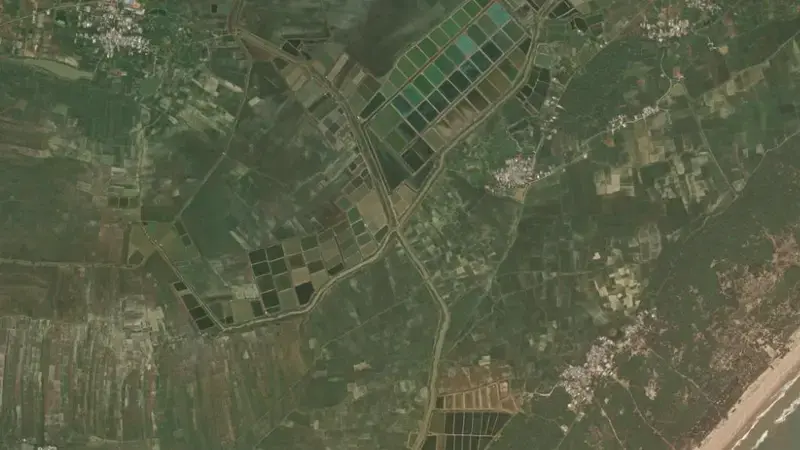 Satellite view of Damodaram Sagaram reservoir, Andhra Pradesh, India
