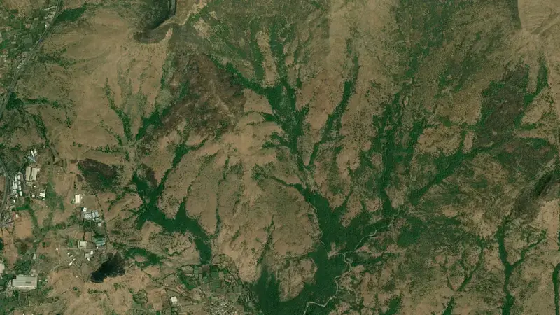 Satellite view of Darna Dam reservoir, Maharashtra, India