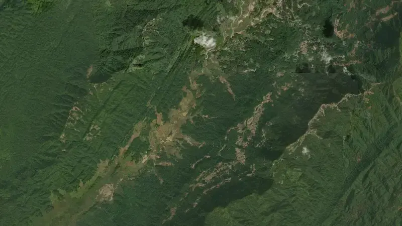 Satellite view of Doyang HEP Dam reservoir, Nagaland, India