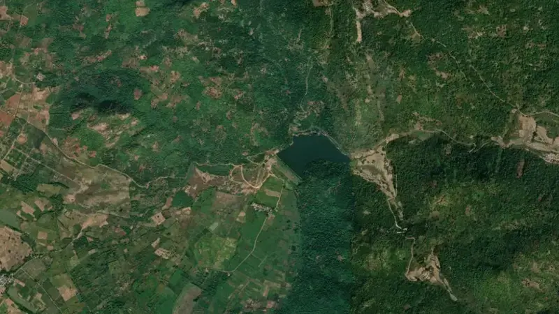 Satellite view of Gajjiligedda Reservoir reservoir, Andhra Pradesh, India