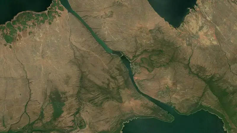 Satellite view of Gandhi Sagar Reservoir reservoir, Madhya Pradesh, India