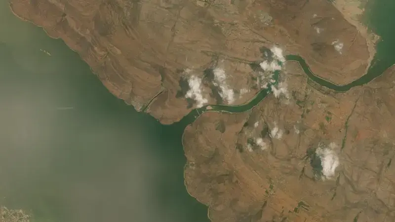 Satellite view of Gandikota Reservoir reservoir, Andhra Pradesh, India