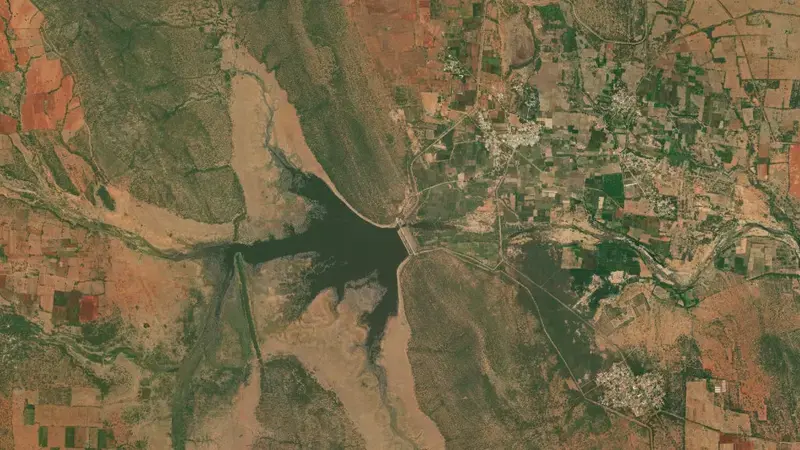 Satellite view of Gandipalem Reservoir Project reservoir, Andhra Pradesh, India
