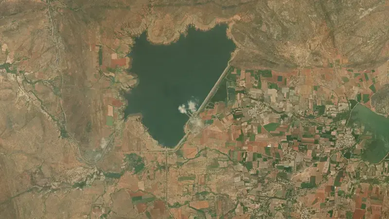 Satellite view of Gollapalli Reservoir reservoir, Andhra Pradesh, India