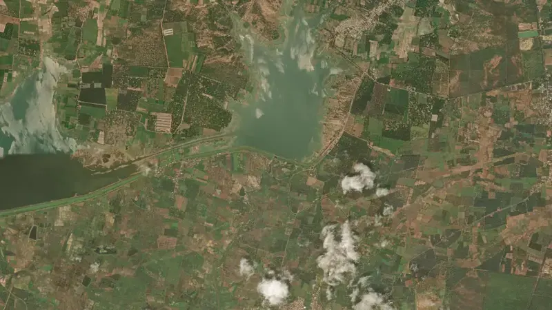 Satellite view of Gonelavagu Reservoir reservoir, Andhra Pradesh, India