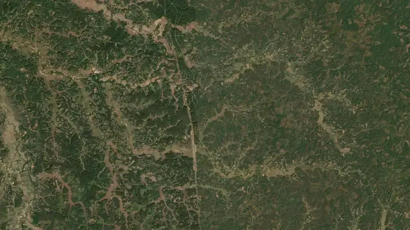 Satellite view of Gumti Dam reservoir, Tripura, India
