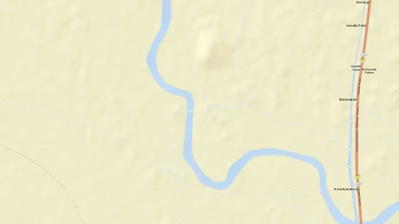 Road map of Gundlakamma Reservoir reservoir, Andhra Pradesh, India