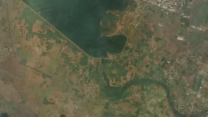 Satellite view of Gundlakamma Reservoir reservoir, Andhra Pradesh, India