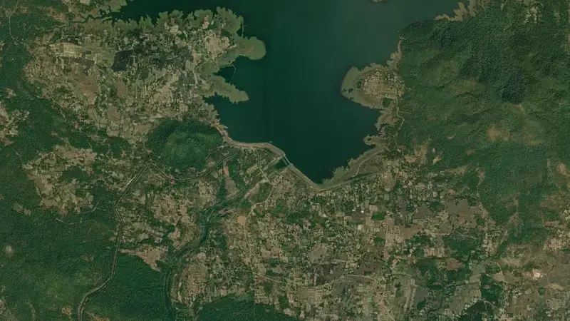 Satellite view of Hariharjhor reservoir, Jharkhand, India
