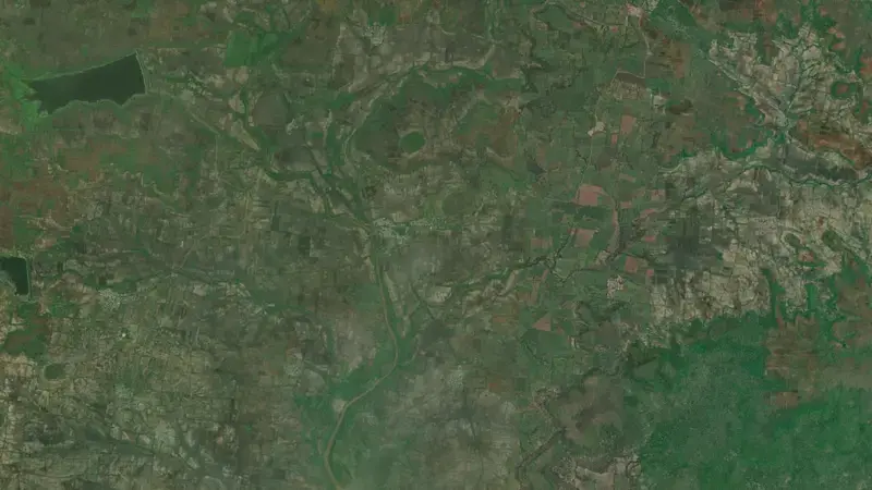 Satellite view of Isapur Dam reservoir, Maharashtra, India