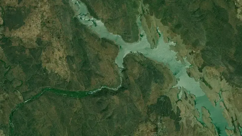 Satellite view of Jhakam reservoir, Himachal Pradesh, India