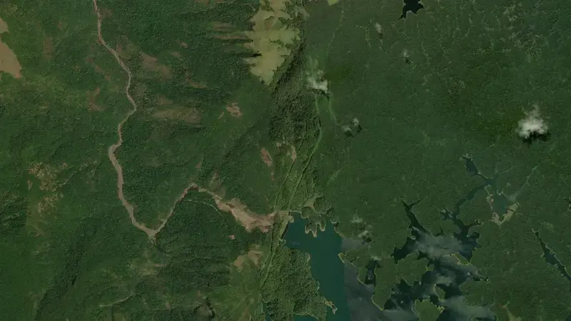 Satellite view of Kakki Dam reservoir, Kerala, India