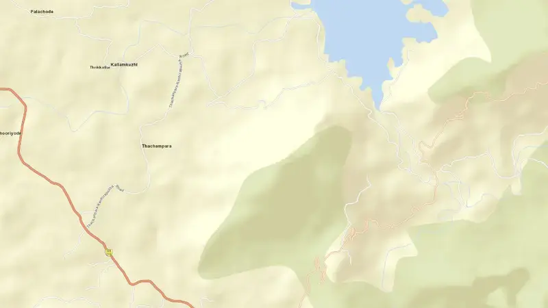 Road map of Kanjirappuzha reservoir, Kerala, India