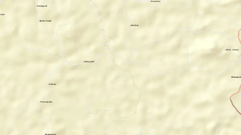 Road map of Karapuzha reservoir, Kerala, India