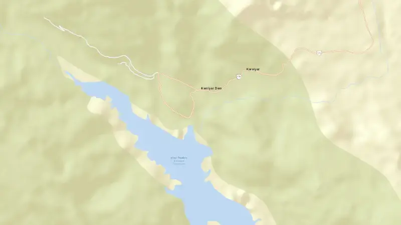 Road map of Karayar reservoir, Andhra Pradesh, India