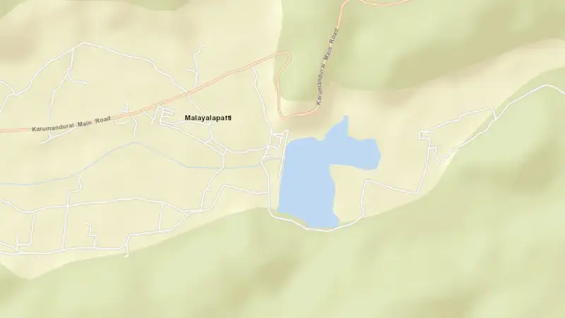 Road map of Kariyakoil reservoir, Tamil Nadu, India