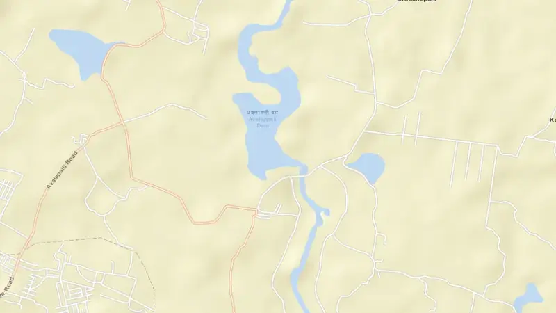 Road map of Kelavarapalli reservoir, Tamil Nadu, India
