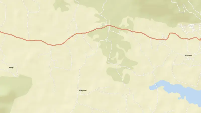 Road map of Konar Dam reservoir, Jharkhand, India
