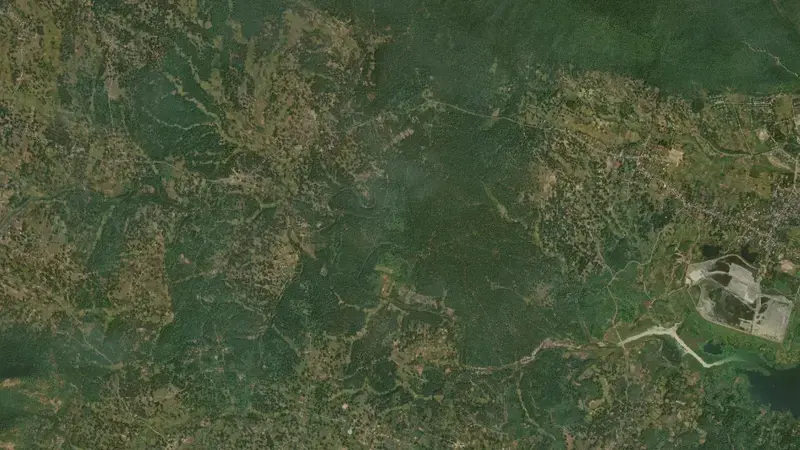 Satellite view of Konar Dam reservoir, Jharkhand, India