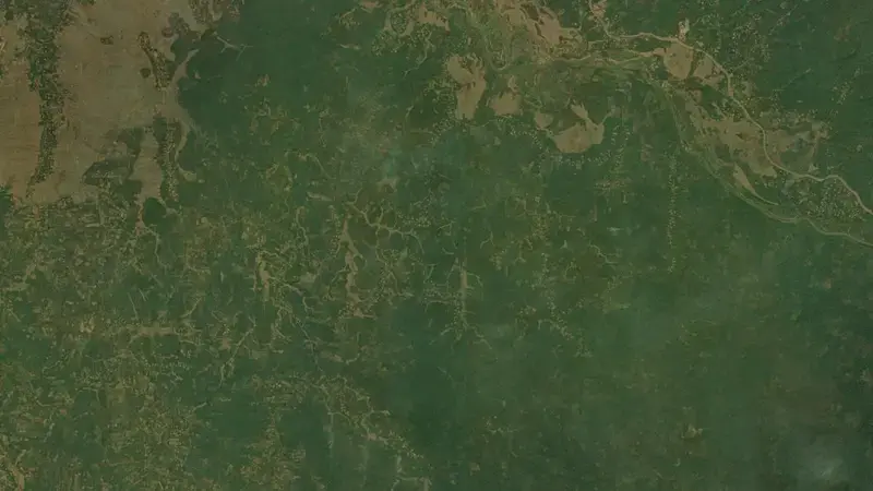 Satellite view of Kopili HES — Umrong Dam reservoir, Assam, India