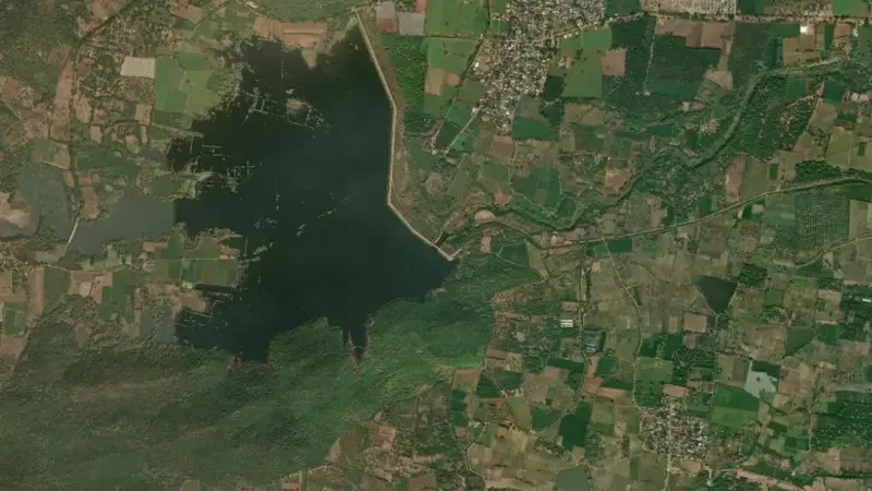 Satellite view of Kovvadakalva Reservoir reservoir, Andhra Pradesh, India