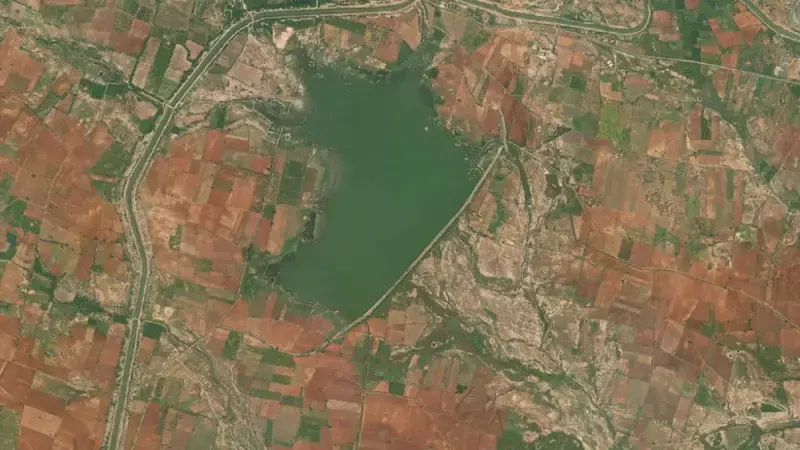 Satellite view of Krishnagiri Reservoir reservoir, Andhra Pradesh, India