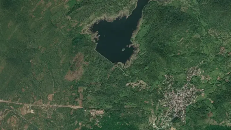 Satellite view of Maddigedda Project reservoir, Andhra Pradesh, India