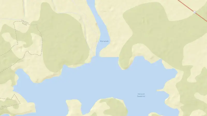 Road map of Mahanadi reservoir, Chhattisgarh, India