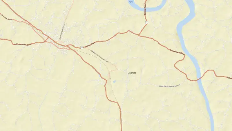 Road map of Maithon Dam reservoir, Jharkhand, India
