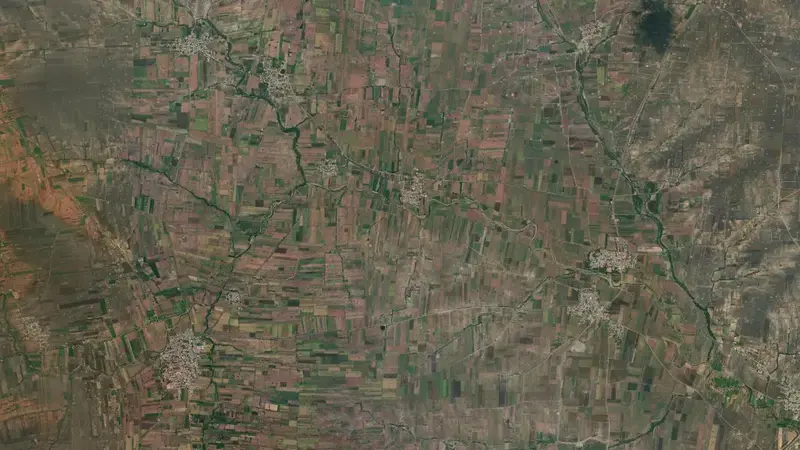 Satellite view of Malaprabha Dam reservoir, Karnataka, India