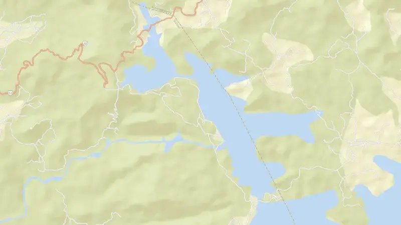 Road map of Mani Dam reservoir, Andhra Pradesh, India