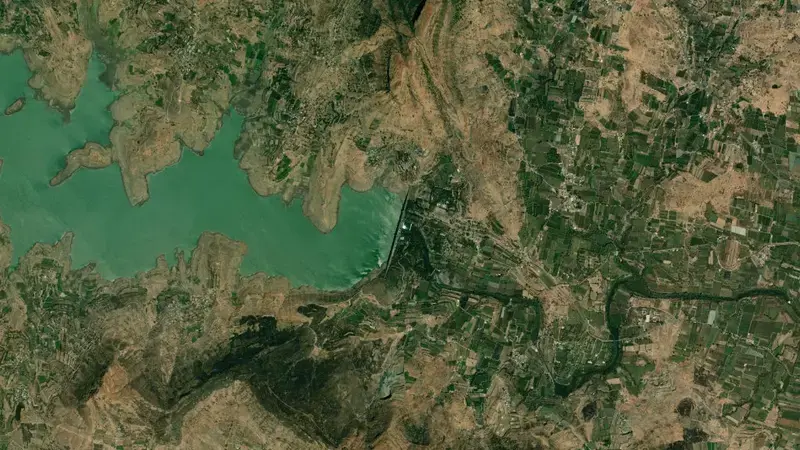 Satellite view of Manikdoh reservoir, Gujarat, India