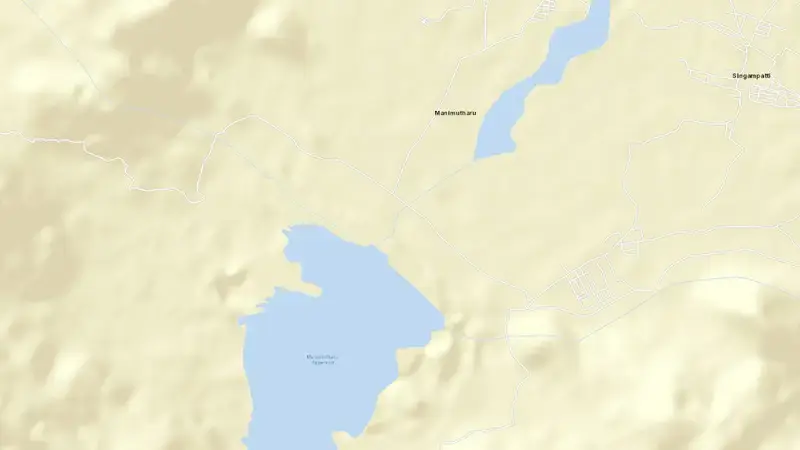 Road map of Manimuthar reservoir, Tamil Nadu, India