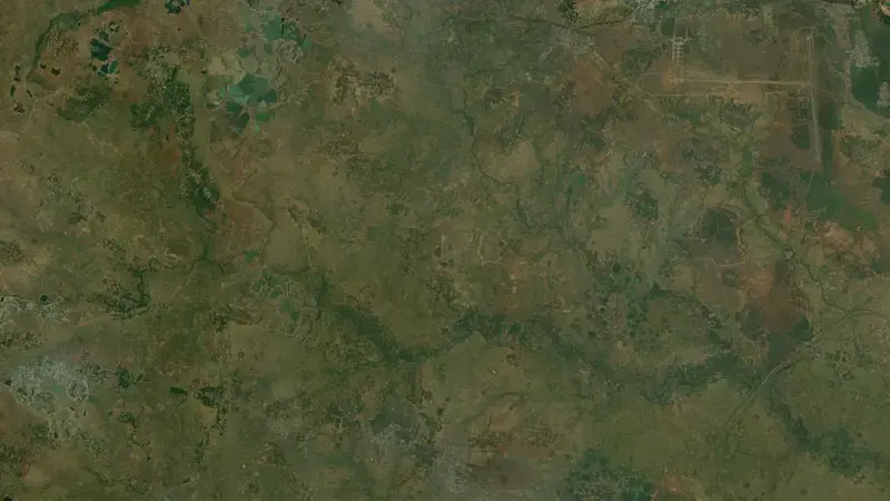 Satellite view of Massanjore Dam reservoir, Jharkhand, India