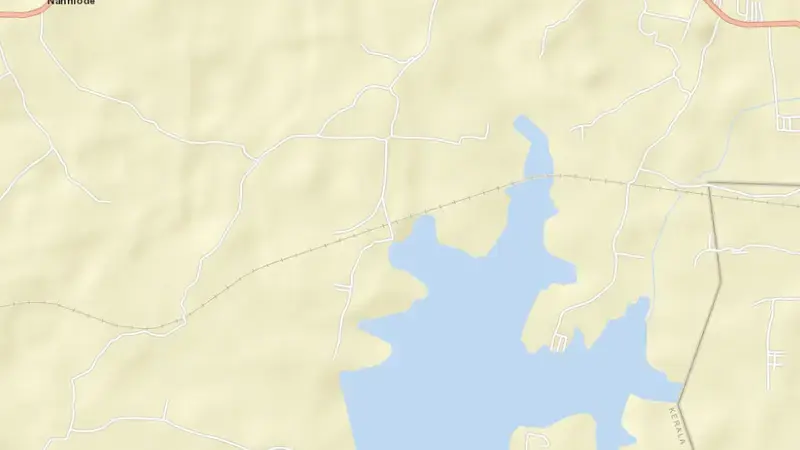 Road map of Meenkara reservoir, Kerala, India