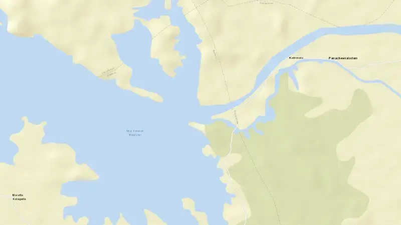 Road map of Mid Pennar Reservoir reservoir, Andhra Pradesh, India