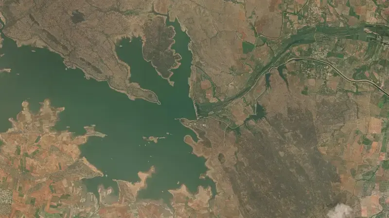 Satellite view of Mid Pennar Reservoir reservoir, Andhra Pradesh, India
