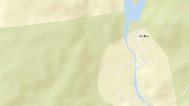 Road map of Mordhana reservoir, Tamil Nadu, India