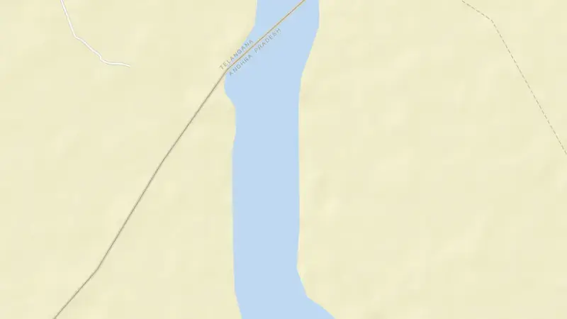 Road map of Muniyeru Project reservoir, Andhra Pradesh, India