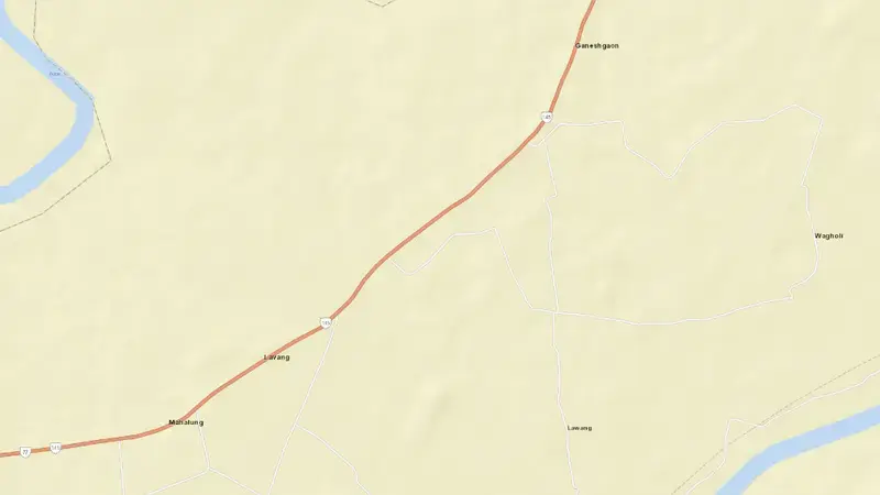 Road map of Nira Deoghar Dam reservoir, Maharashtra, India