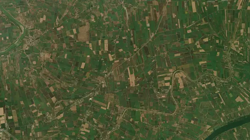Satellite view of Nira Deoghar Dam reservoir, Maharashtra, India