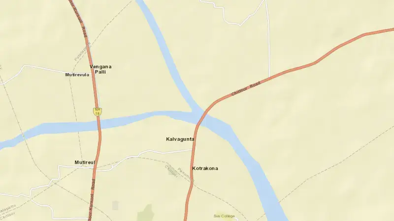 Road map of Ntr Jalasayam reservoir, Andhra Pradesh, India