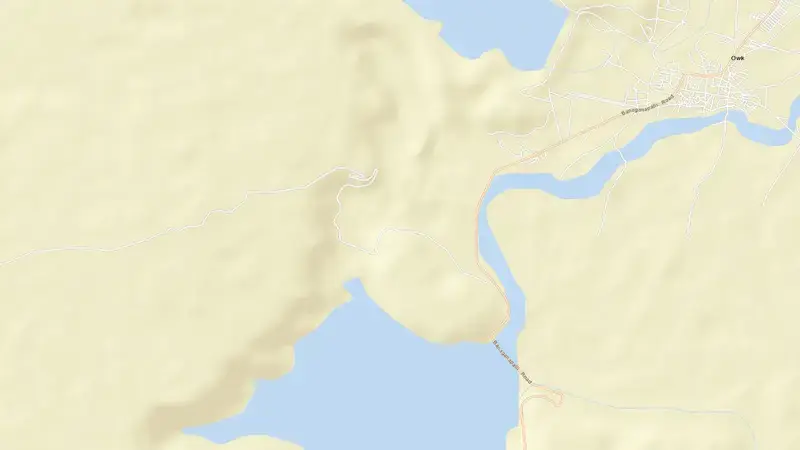 Road map of Owk Reservoir reservoir, Andhra Pradesh, India